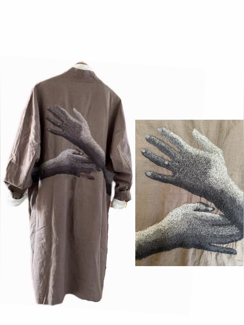 Artisan Linen Hand Embroidered Jacket Unisex - M/L